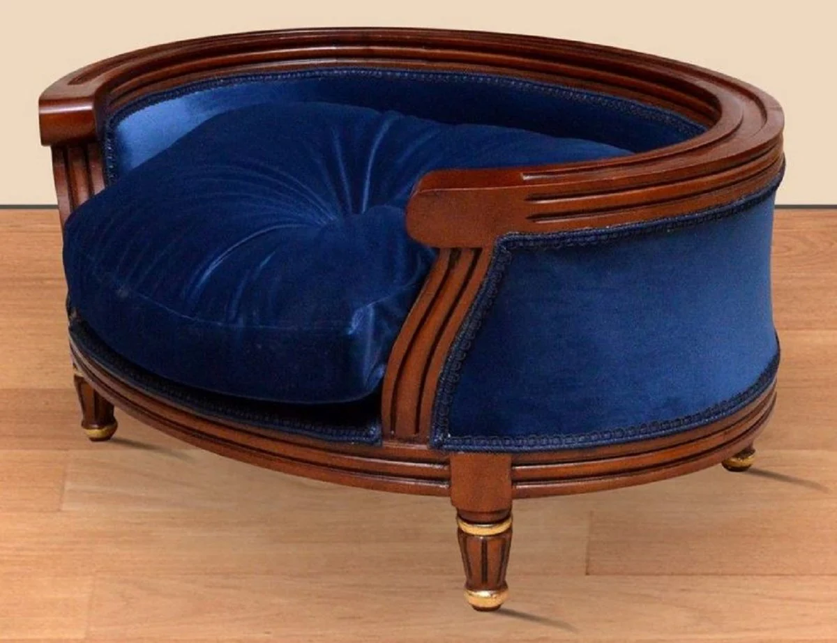 Casa Padrino cama para perros barroco azul real / marrón / oro - Muebles barrocos para perros - Muebles barrocos para mascotas - Muebles de estilo barroco