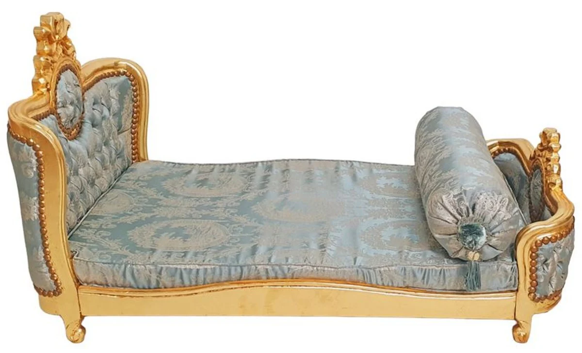 Casa Padrino cama de perro barroco patrón verde / oro antiguo - Cama de perro de estilo antiguo hecha a mano - Magníficos muebles para perros en estilo barroco - Muebles barrocos para mascotas