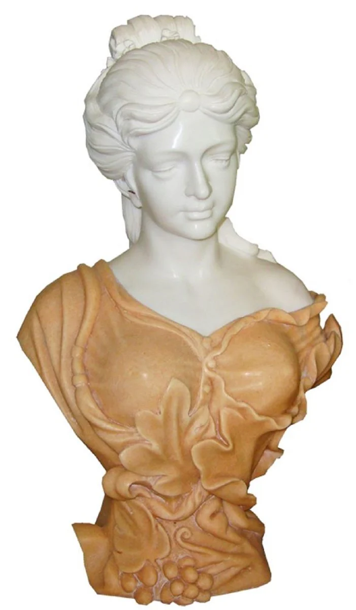 Casa Padrino busto decorativo de mármol Art Nouveau de lujo dama blanco / beige A. 65 cm