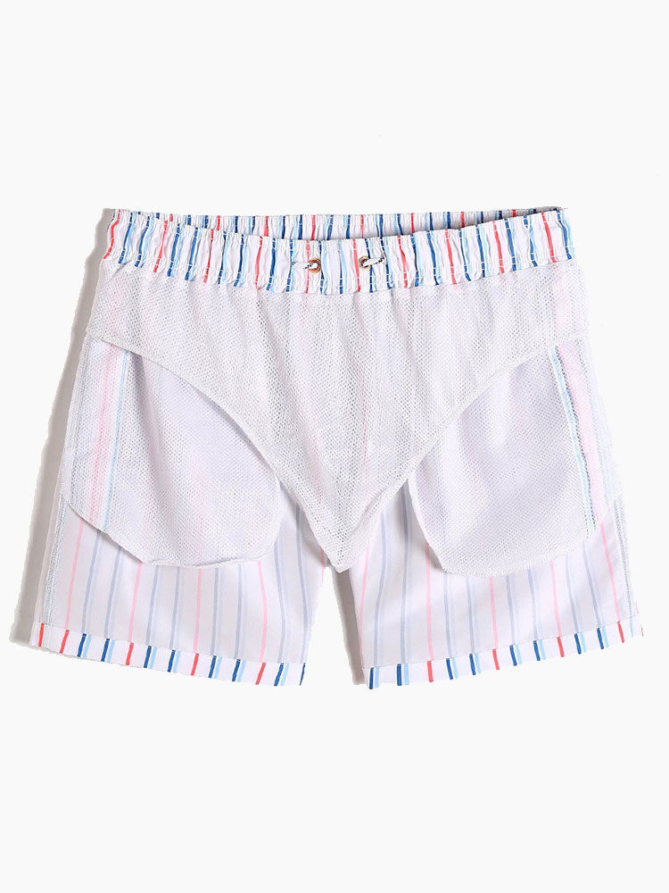 Geometry Print Button Up Shirt & Swim Shorts