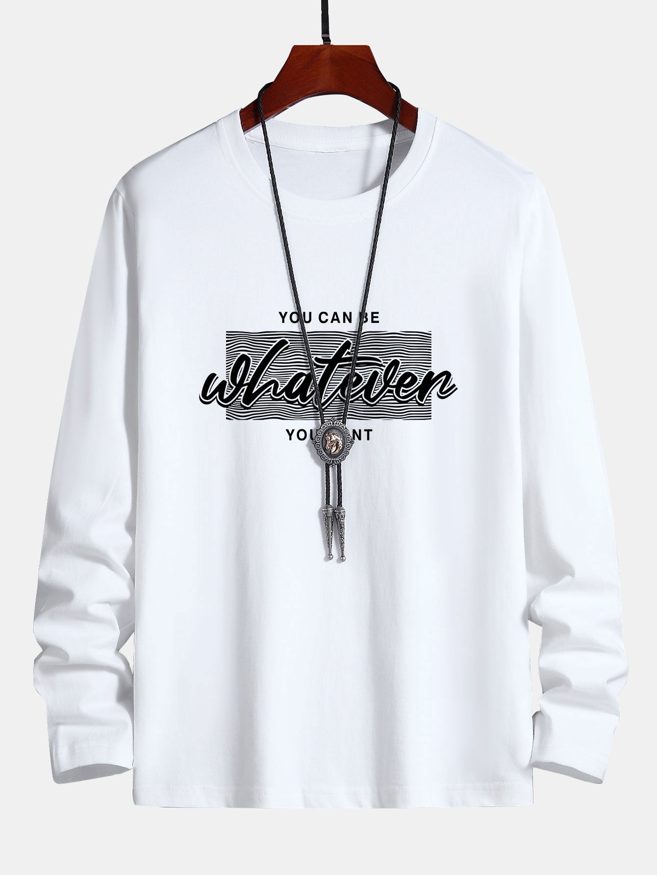 Long Sleeve Slogan Print Cotton T-Shirt