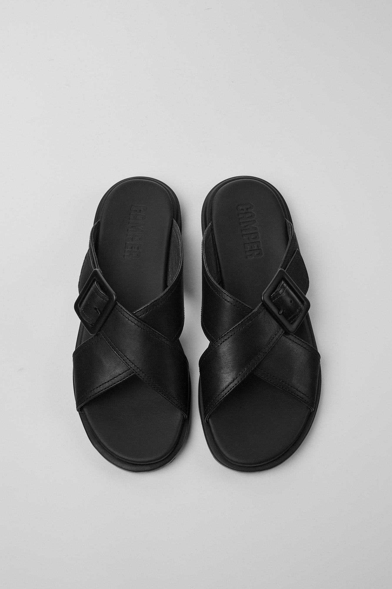 Edy - Black leather sandals for women