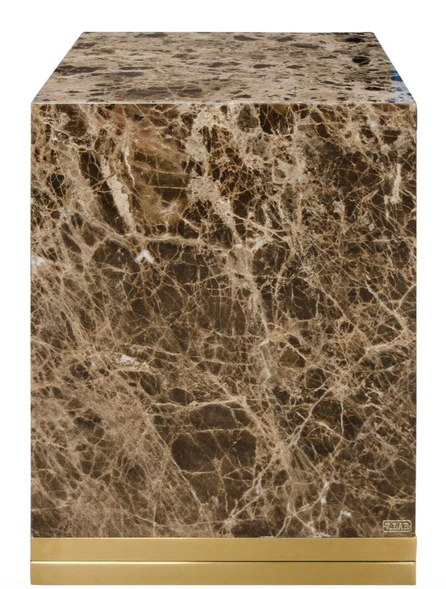 Casa Padrino mesa auxiliar de m¨¢rmol negro-gris y con pedestal dorado 40 x 40 x H. 50 cm - Deco de la Sala de Estar de Lujo