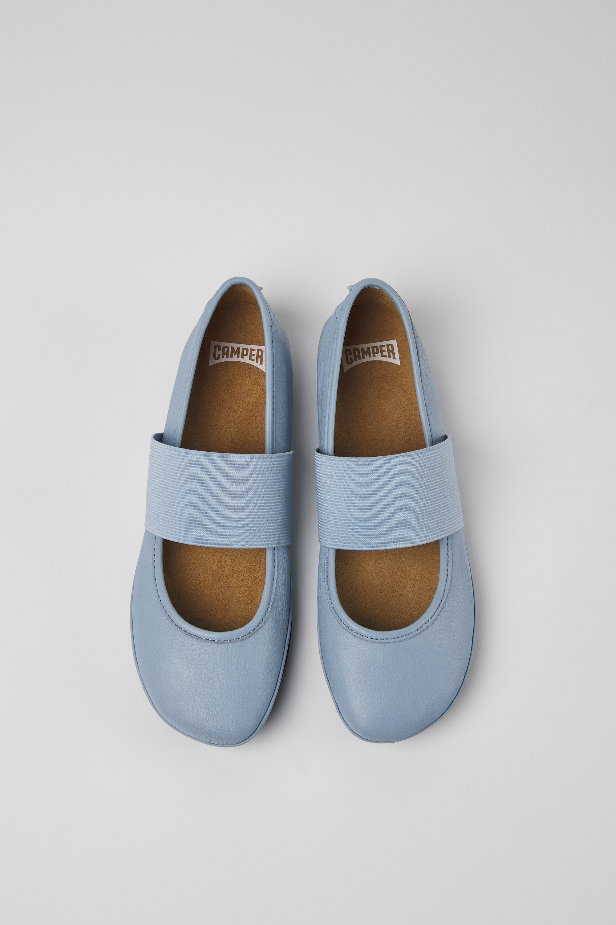 Right - Blue leather ballerinas for women