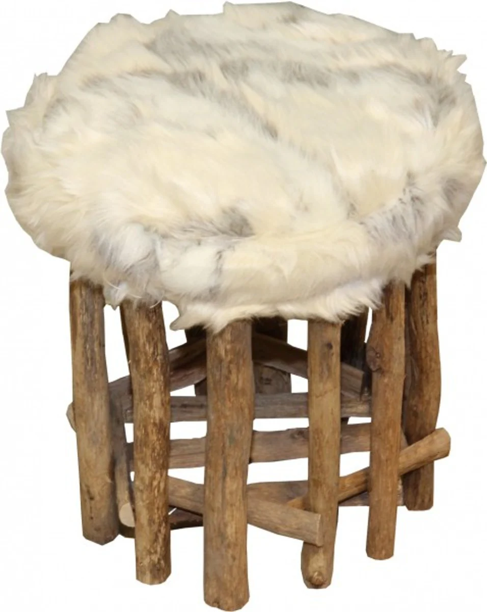 Casa Padrino Dise?o taburete de piel brillante aspecto Altura 35 cm, di¨¢metro 33 cm - heces otomana