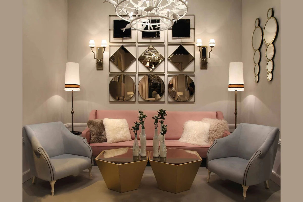 Casa Padrino sill¨®n Art Deco de lujo gris / crema 85 x 85 x A. 88 cm - Sill¨®n de sal¨®n - Sill¨®n de hotel - Muebles de sal¨®n - Muebles de hotel - Muebles Art Deco de Lujo