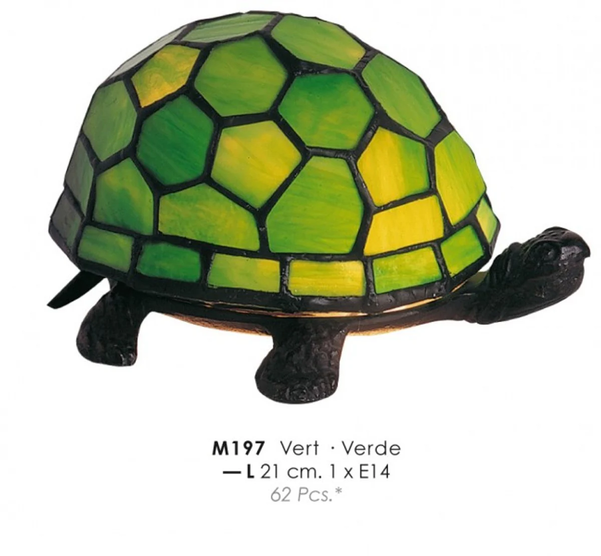 Casa Padrino l¨¢mpara de mesa Tiffany tortuga verde ? 21 cm - L¨¢mpara Decorativa Tiffany