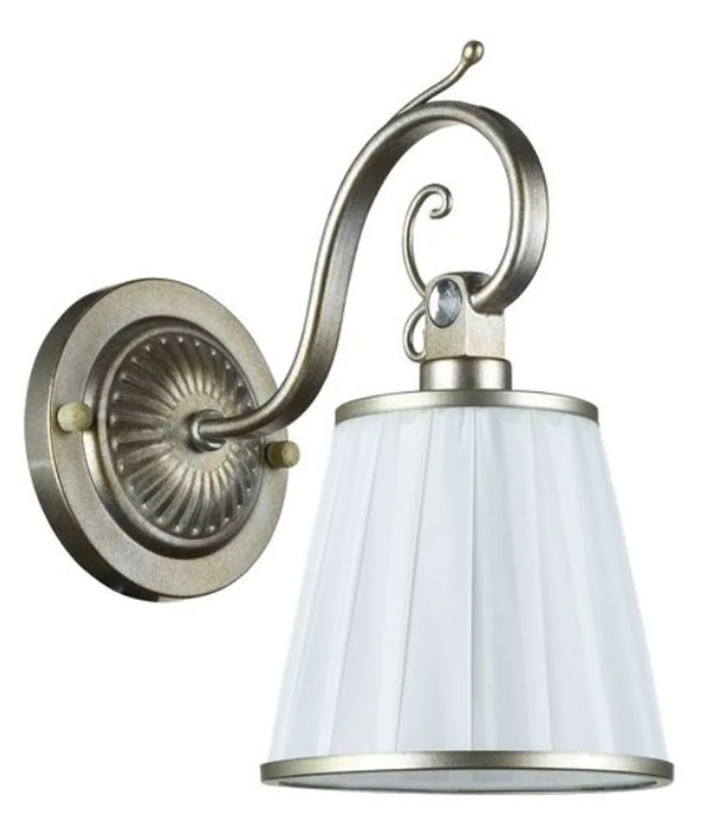 Casa Padrino Art Nouveau Wall Lamp Silver Gold / White 14 x 24 x H. 27 cm - Art Deco Furniture