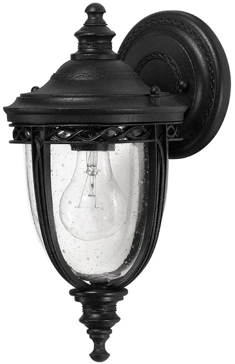 Casa Padrino lámpara de pared para exteriores barroco negro 16,5 x 19 x A. 32 cm - Elegante lámpara de exterior para terraza jardín balcón - Iluminación exterior en estilo barroco