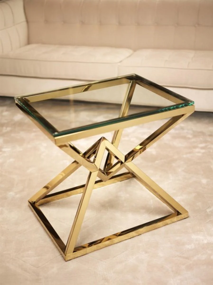 Casa Padrino luxury side table stainless steel gold finish 65 x 50 x H 60 cm - table furniture