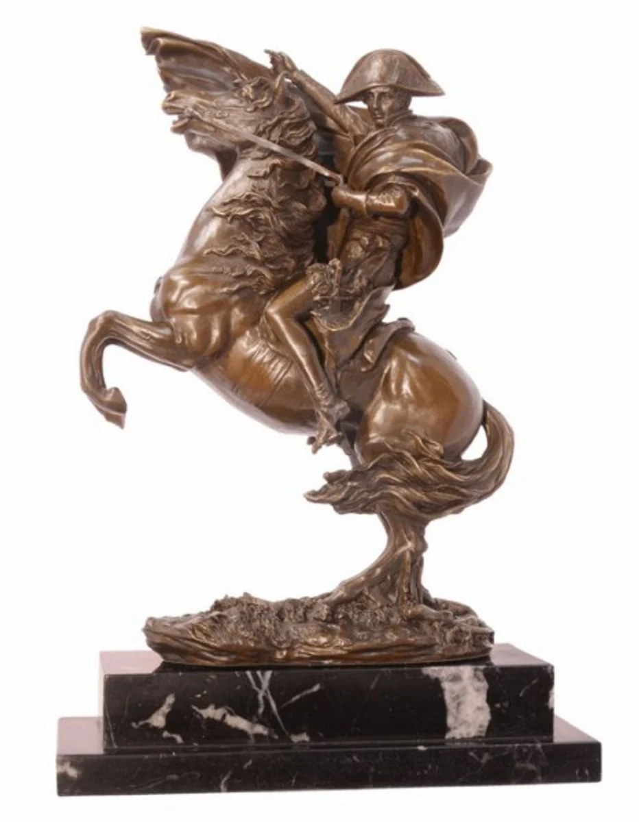 Casa Padrino luxury bronze figure -Napoleon on horse crossing the Alps on natural stone base - Militaria Sculpture