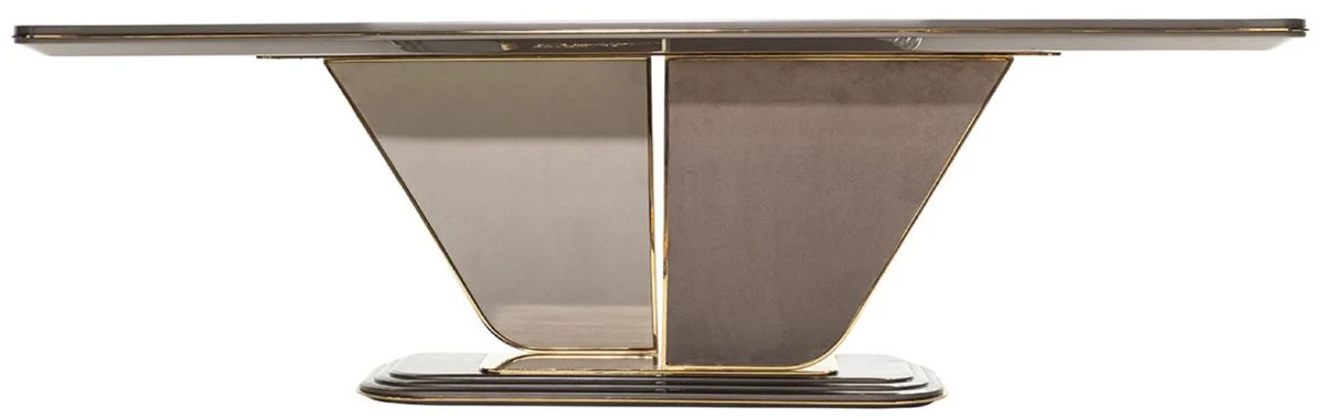 Casa Padrino mesa de comedor de lujo gris / oro 252 x 112 x A. 79 cm - Mesa de comedor de madera maciza - Muebles de comedor - Muebles de lujo - Interiores de lujo
