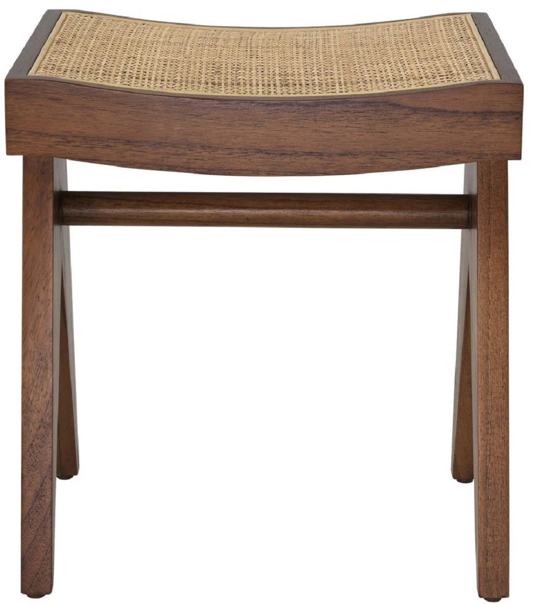 Casa Padrino taburete de lujo marr¨®n / natural 39 x 31,5 x A. 43 cm - Taburete de madera maciza con rat¨¢n tejido a mano - Muebles de Lujo