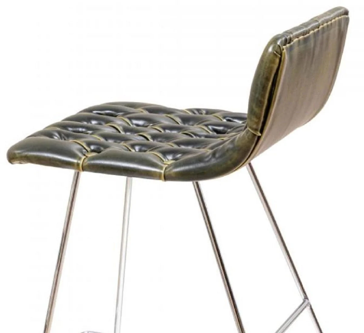 Casa Padrino conjunto de sillas de bar de lujo negro / oro / plata 37 x 33 x A. 90 cm - Taburetes de bar modernos con cuero sintético - Muebles de Bar de Catering de Jardín