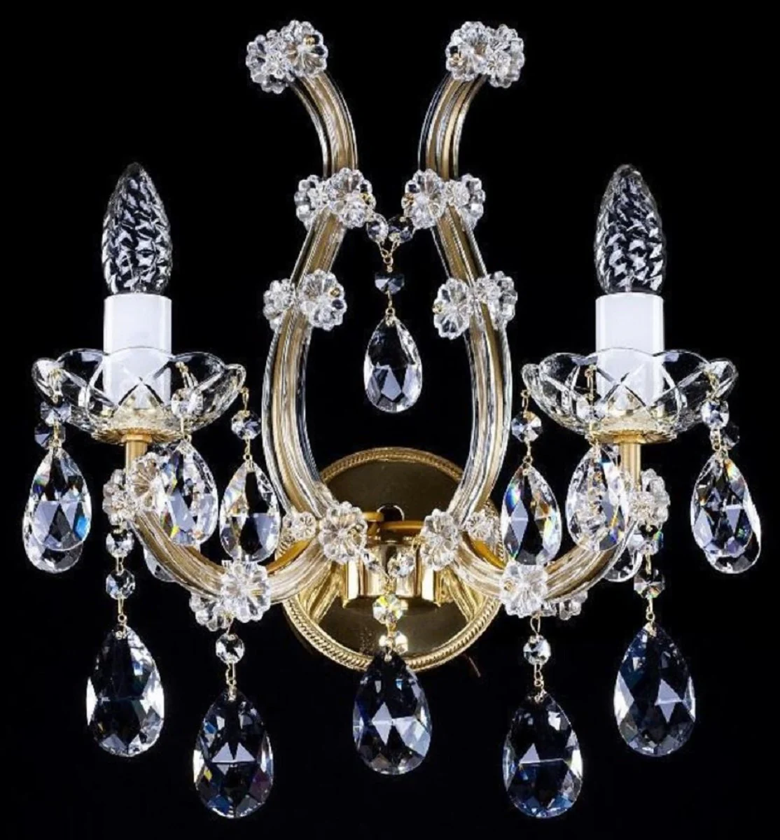 Casa Padrino lámpara de pared doble de cristal barroco de lujo oro 33 x 17 x A. 38,5 cm - Magnífica lámpara de pared con cristal de Bohemia - Noble & Magnífica