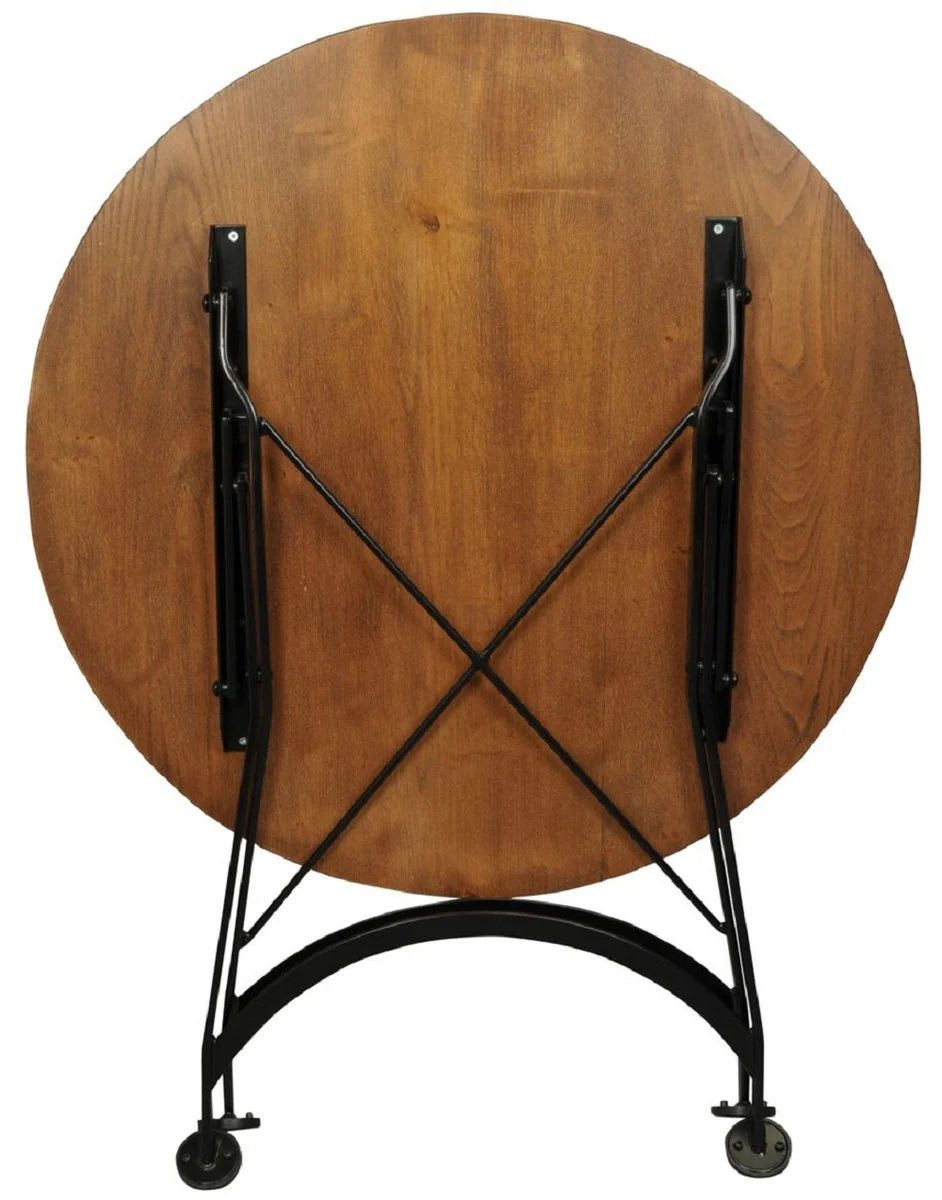 Casa Padrino mesa de comedor de jard¨ªn Art Nouveau marr¨®n / negro - Varios Tama?os - Mesa de jard¨ªn plegable de metal con tablero de madera maciza - Muebles de catering y jard¨ªn