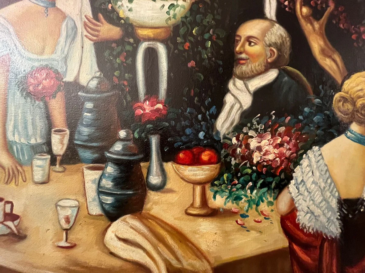 Casa Padrino pintura al óleo barroco multicolor / oro - Pintura de estilo antiguo pintada a mano con marco magnífico - Accesorios de decoración barroco - Decoración de pared estilo barroco