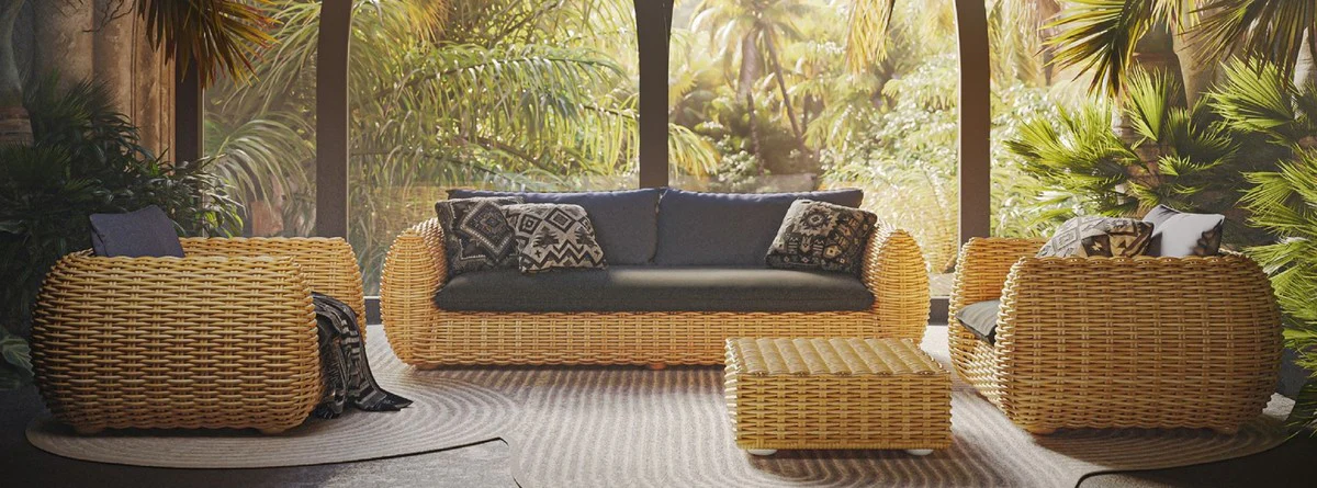 Casa Padrino conjunto de muebles de jard¨ªn de lujo natural / antracita