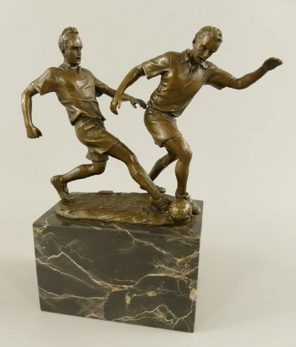 Casa Padrino escultura de bronce 2 jugadores de f¨²tbol bronce / gris A. 23 cm - Decoraci¨®n de escritorio