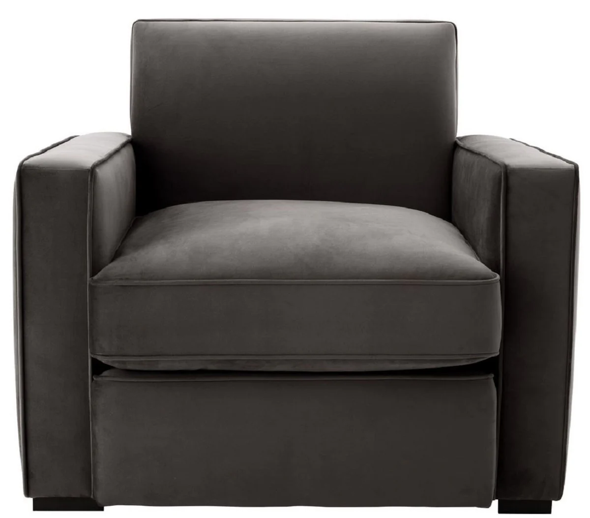 Casa Padrino sill¨®n de lujo de terciopelo gris / negro 95 x 103,5 x A. 82 cm - Sill¨®n de sal¨®n noble - Calidad de Lujo