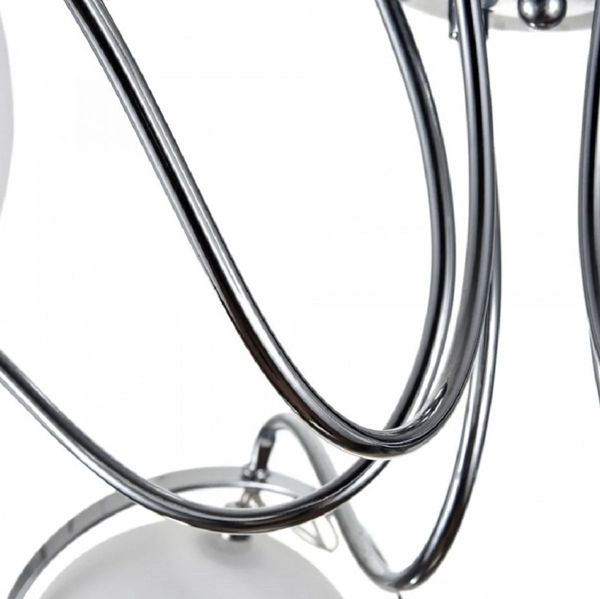 Casa Padrino lámpara de techo de diseño plata / blanco Ø 86 x H. 28 cm - Lámpara de Techo Moderna con Pantallas Esféricas