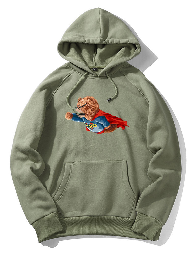 Superhero Bear Print Hoodie