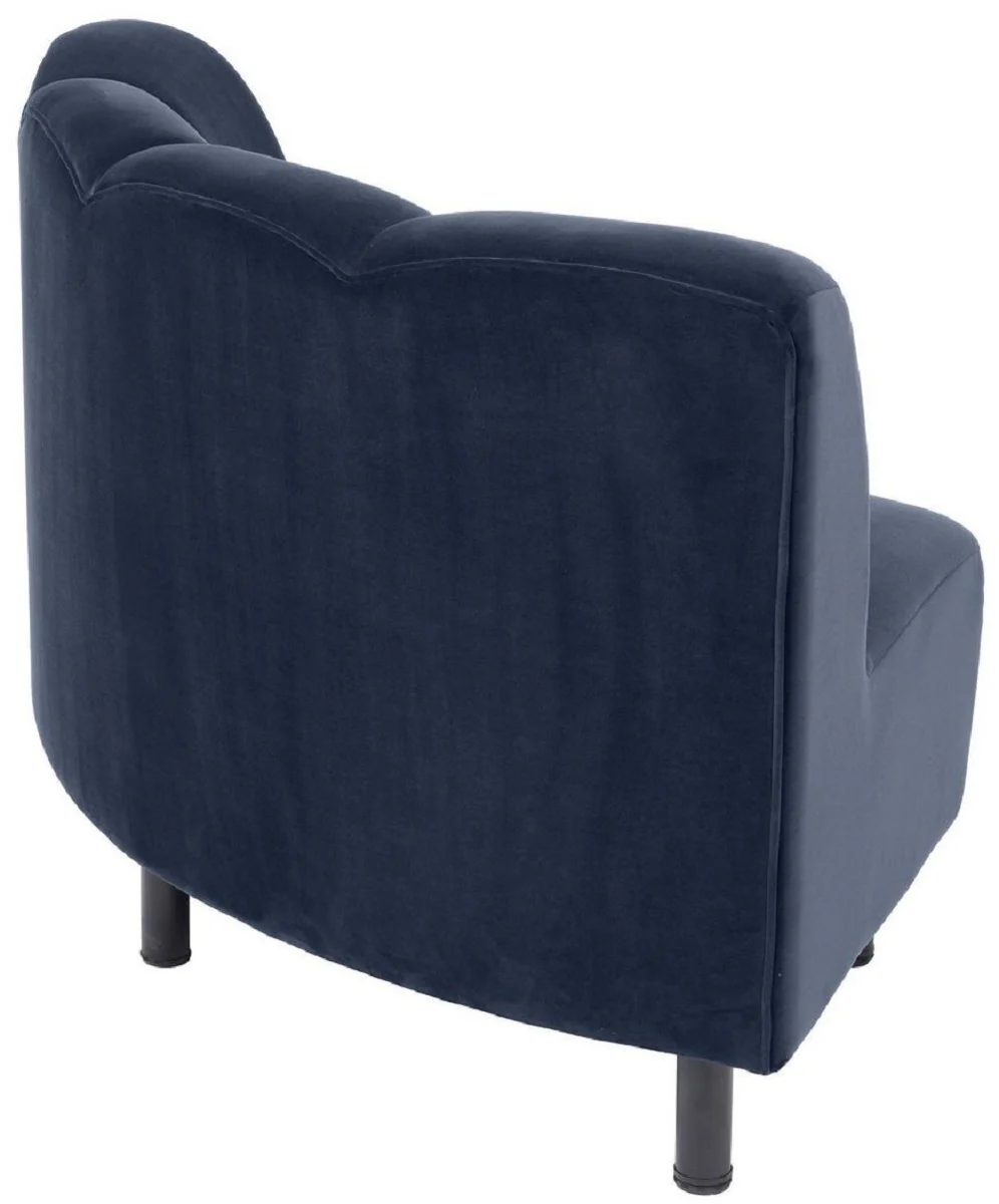 Casa Padrino sof¨¢ de terciopelo de lujo azul medianoche / negro 114 x 75 x A. 87 cm - Sof¨¢ de sal¨®n curvo y extensible - Muebles de Lujo