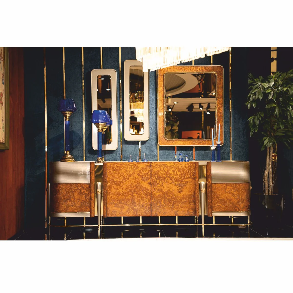 Casa Padrino aparador de lujo con 4 puertas marr¨®n / gris / oro 251,5 cm - Muebles de lujo