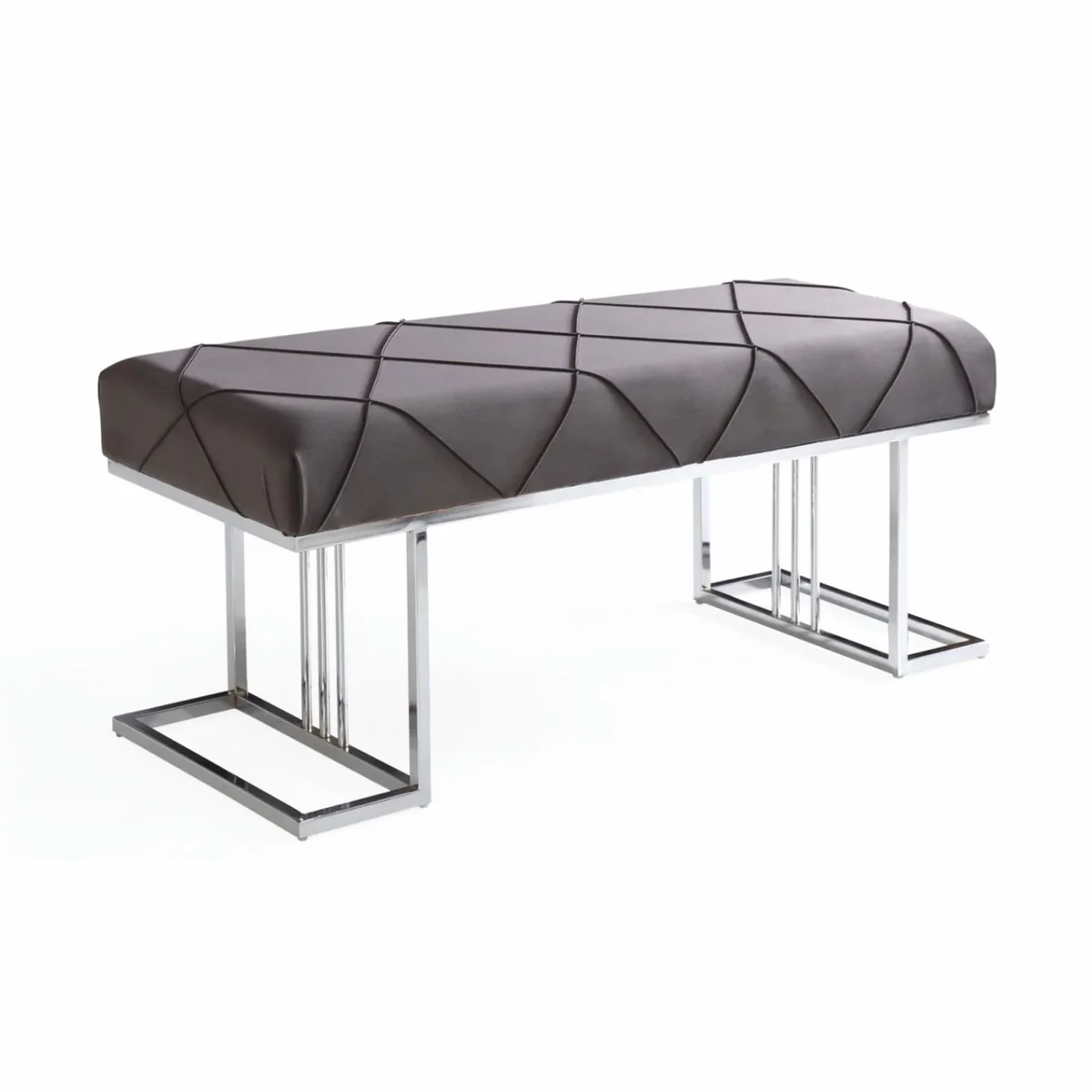 Casa Padrino banco de lujo gris / negro / plata 120 cm - Interior de lujo