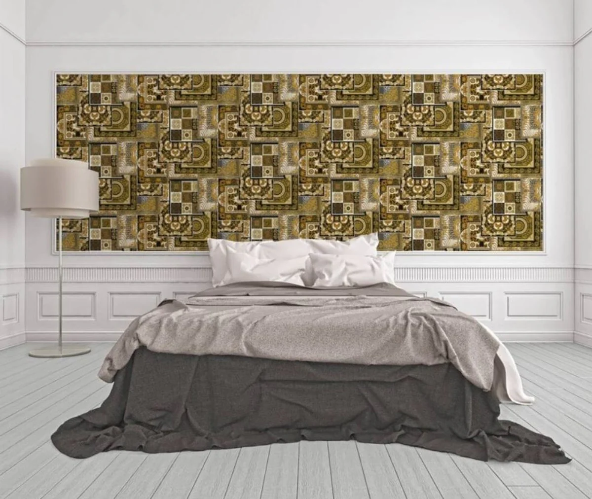 Papel Pintado no Tejido Barroco de Diseño Versace IV 37048-3 - Negro / Oro / Blanco - Papel Pintado de Diseño - Alta Calidad