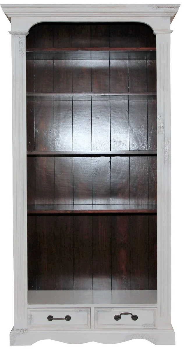 Casa Padrino Vintage bookcase antique style white / wood colors 190 x 98 cm - bookcase shelf closet