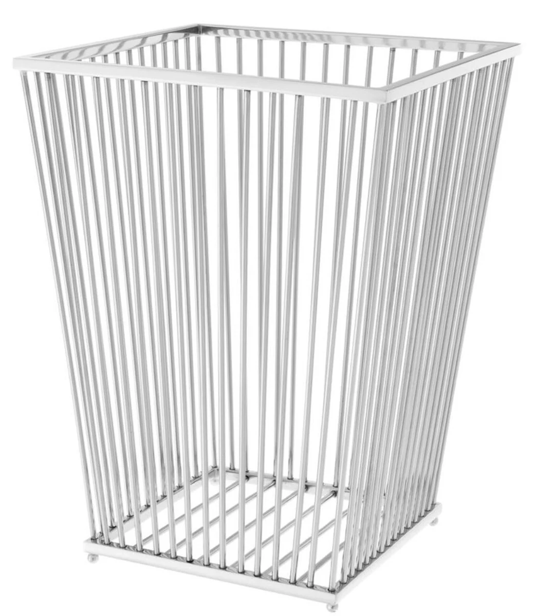 Casa Padrino cesta de ropa de lujo de acero inoxidable plata 30 x 30 x H. 40,5 cm - Colección de Lujo