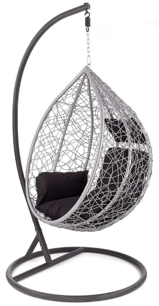 Casa Padrino sill¨®n mecedora de jard¨ªn gris / negro A. 195 cm