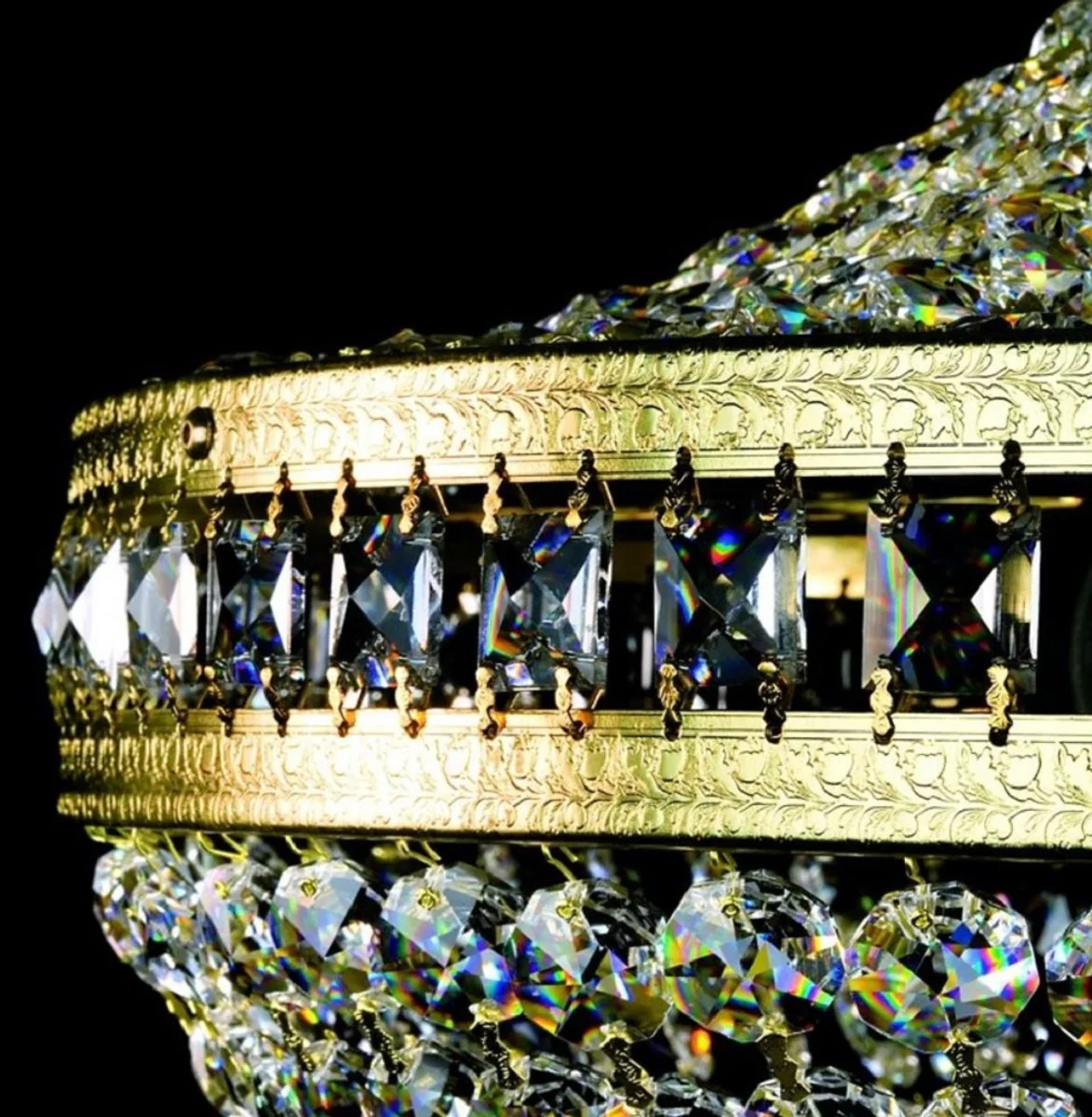 Casa Padrino lámpara de pie de cristal barroco de lujo oro Ø 50 x A. 155 cm - Magnífica lámpara de pie con cristal de Bohemia - Lámparas de cristal barroco - Muebles barrocos