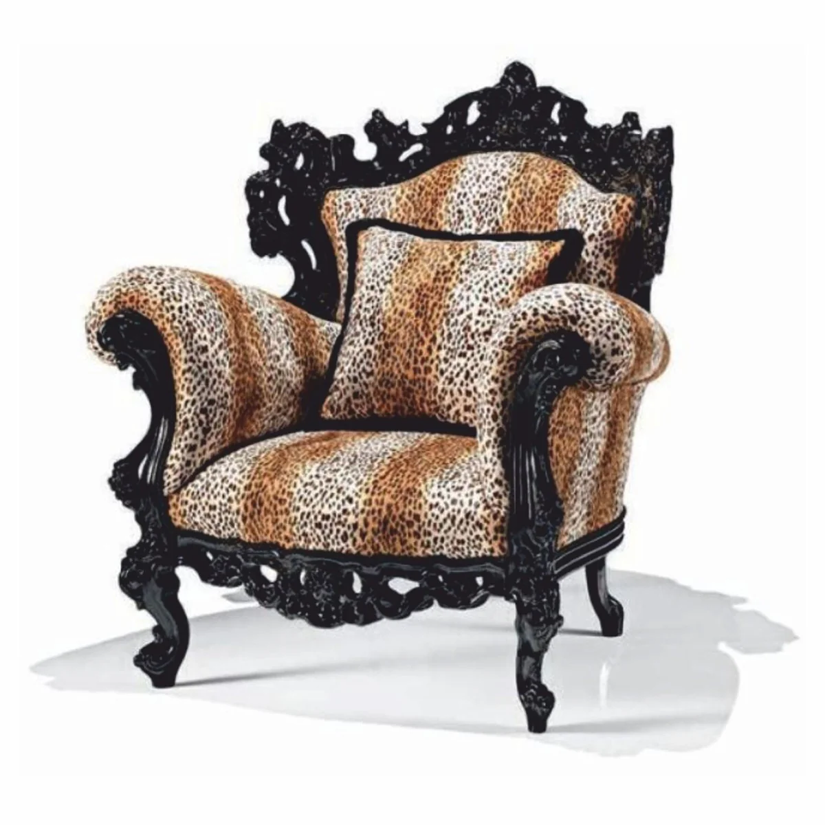 Casa Padrino sill¨®n barroco de lujo leopardo / negro - Muebles barrocos - Hecho en Italia