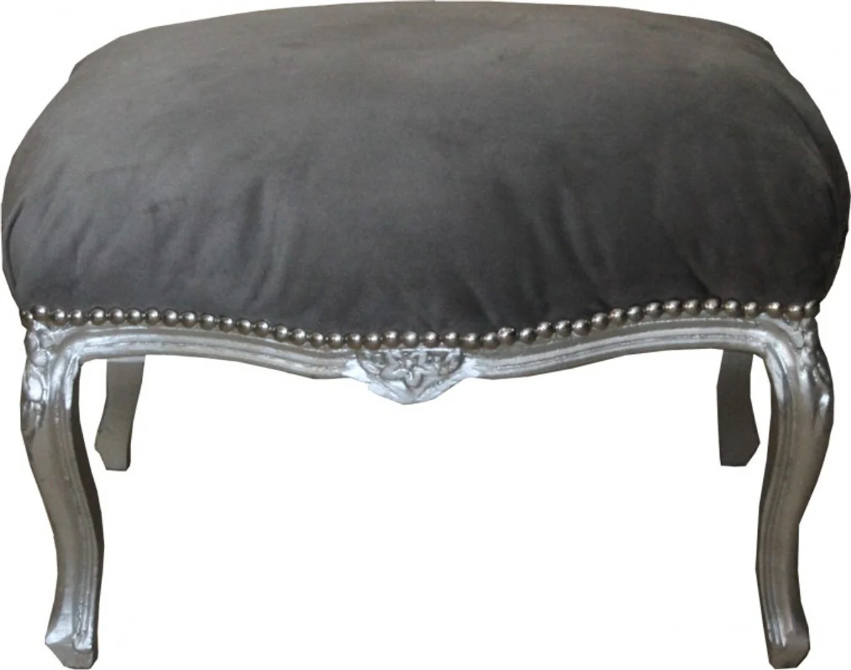 Casa Padrino barroco del taburete gris plata - muebles barrocos