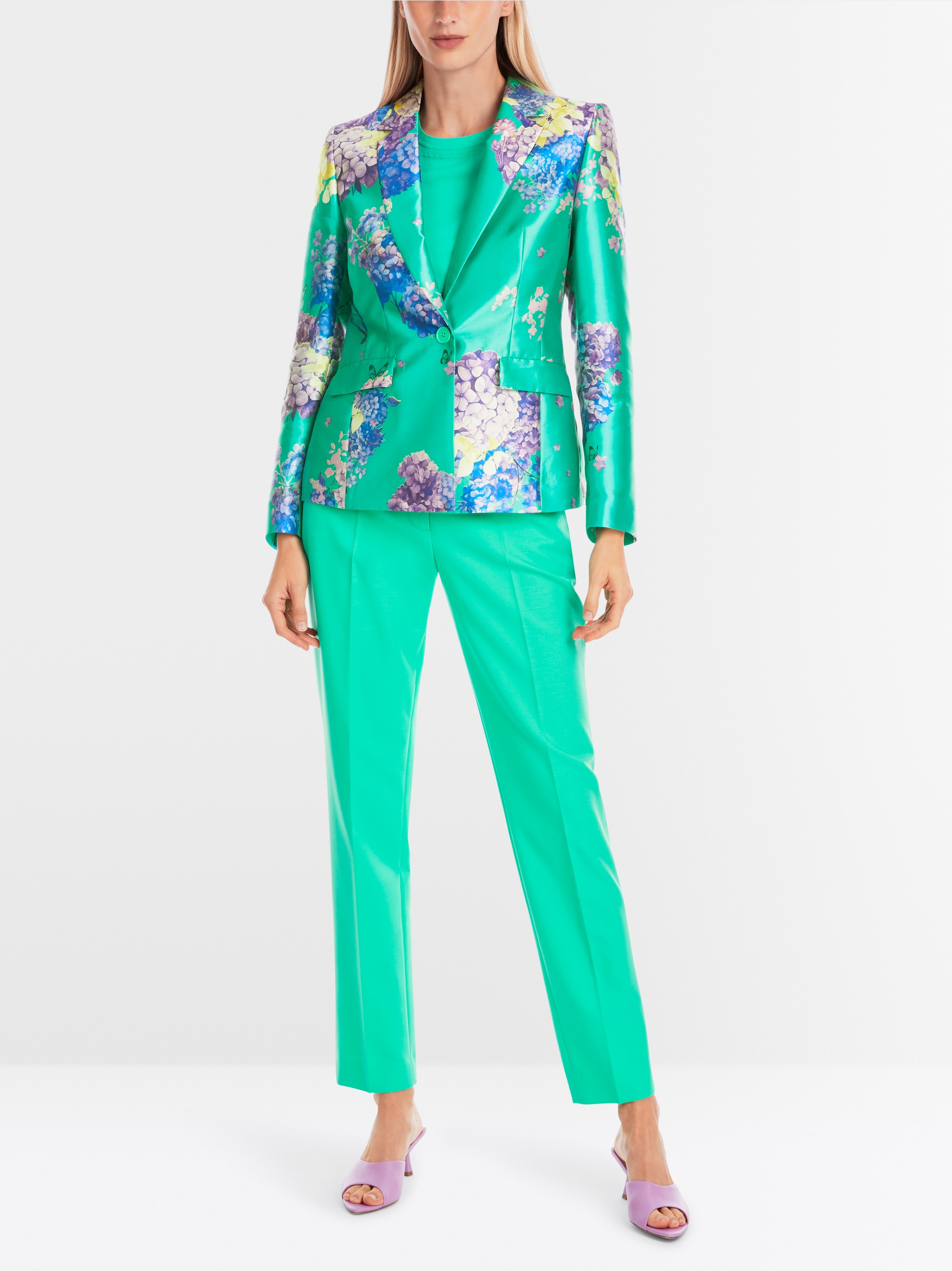 Marc-Cain Fitted satin blazer with print