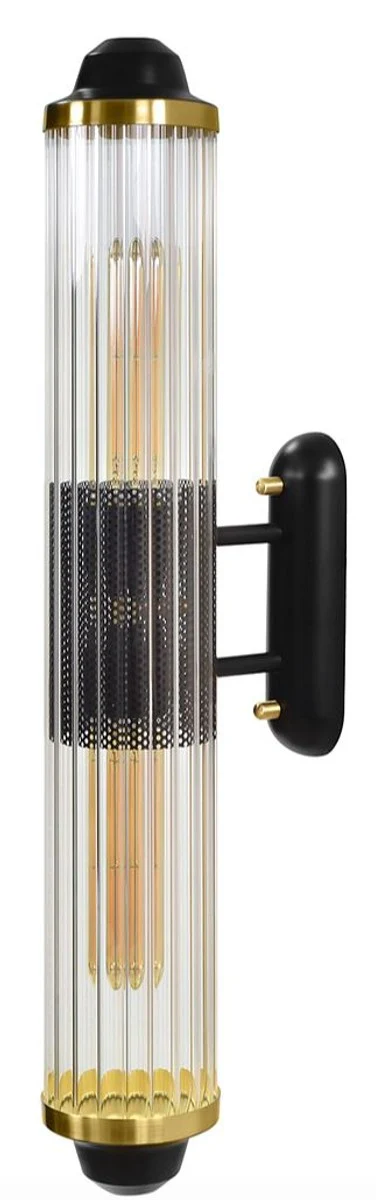 Casa Padrino Aplique de Pared Latón / Negro 10,5 x 18 x H. 68,5 cm - Calidad de Lujo