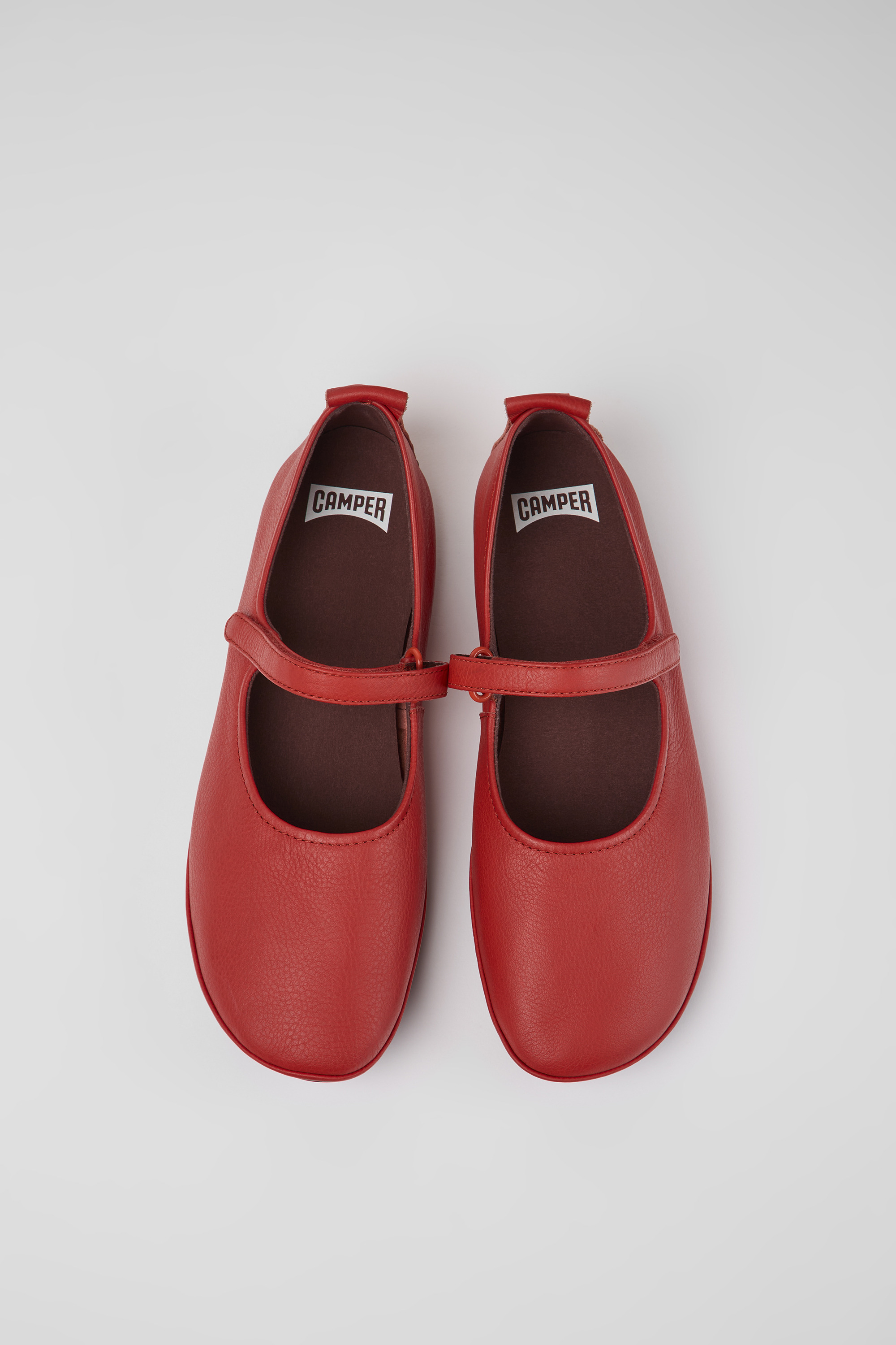 Right - Red leather shoes for women
