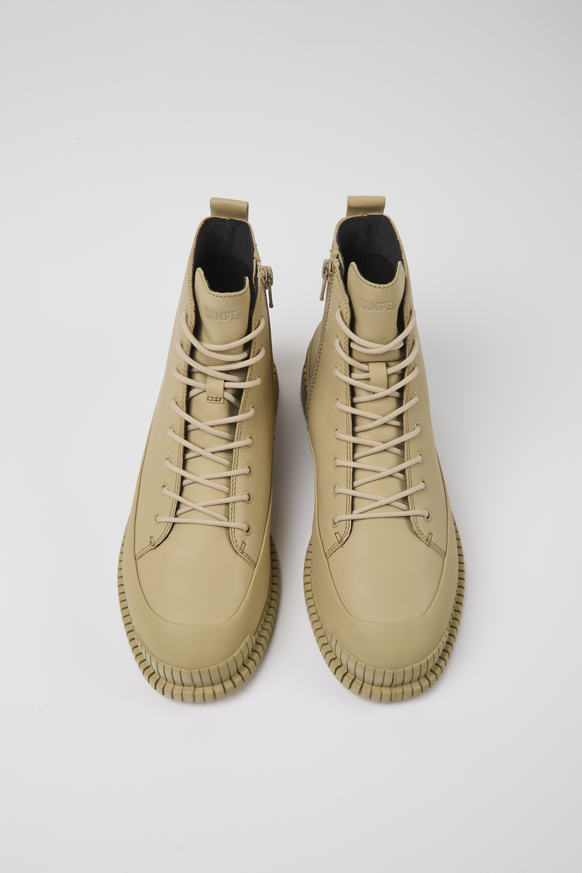 Pix - Beige leather ankle boots for women