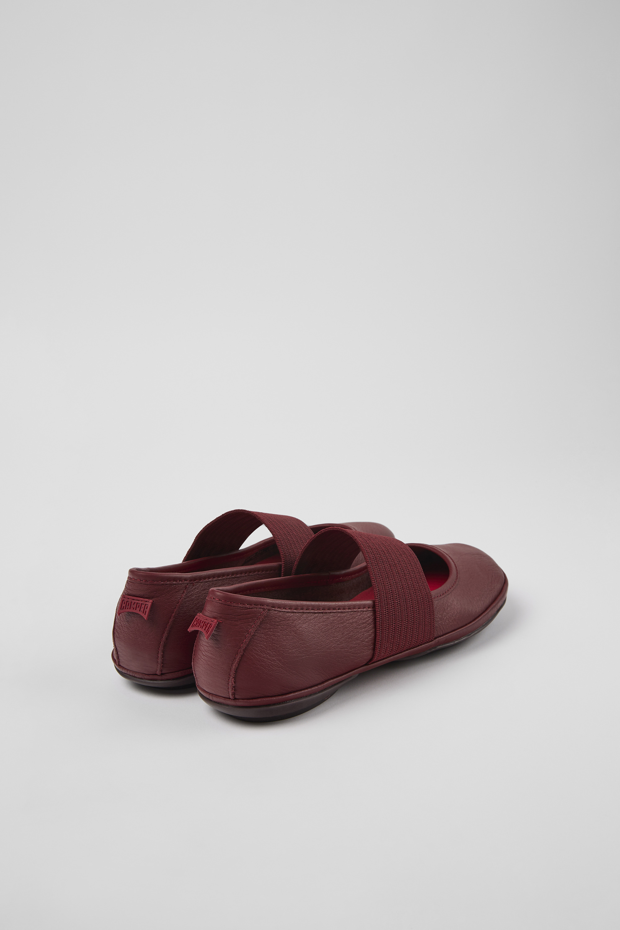 Right - Burgundy leather ballerinas for women