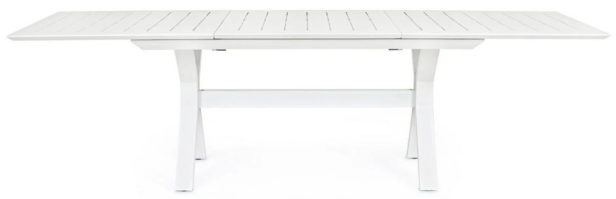 Casa Padrino mesa de jardín de lujo blanco 180-240 x 100 x A. 76 cm - Mesa de comedor extensible de aluminio con recubrimiento en polvo - Mesa de jardín y terraza - Muebles de jardín y terraza