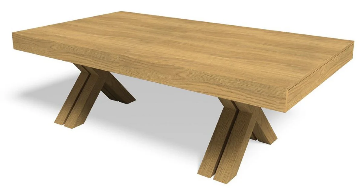 Casa Padrino mesa de comedor de lujo natural 200-604 x 110 x A. 77 cm - Mesa de conferencia extensible de madera maciza - Muebles de comedor - Muebles de oficina - Muebles de lujo