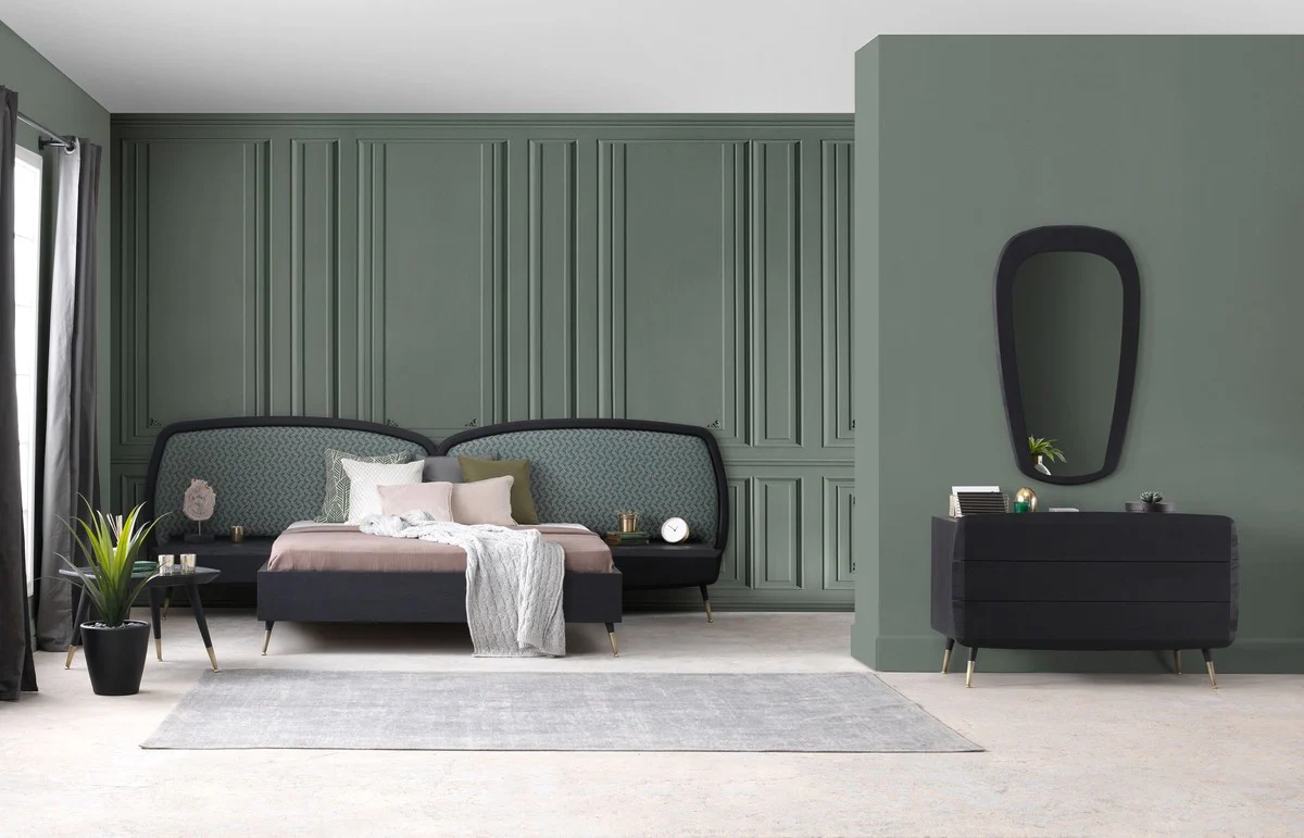 Casa Padrino mesa auxiliar de lujo negro / verde / lat¨®n antiguo 60 x 60 x A. 44 cm - Mesa cuadrada con tapa de m¨¢rmol - Muebles de sal¨®n - Muebles de hotel - Muebles de lujo