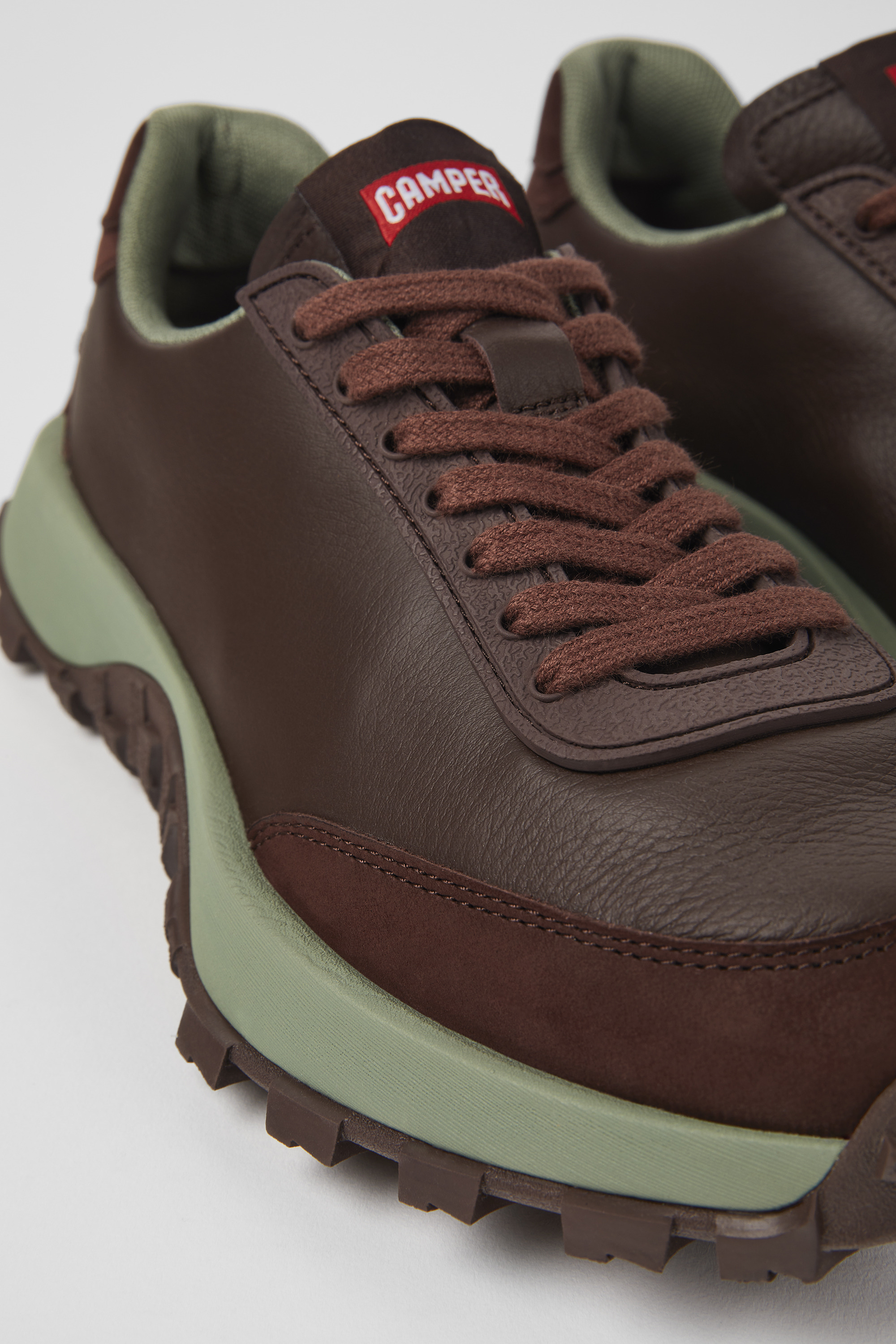 Drift Trail VIBRAM - Burgundy leather and nubuck sneakers for women