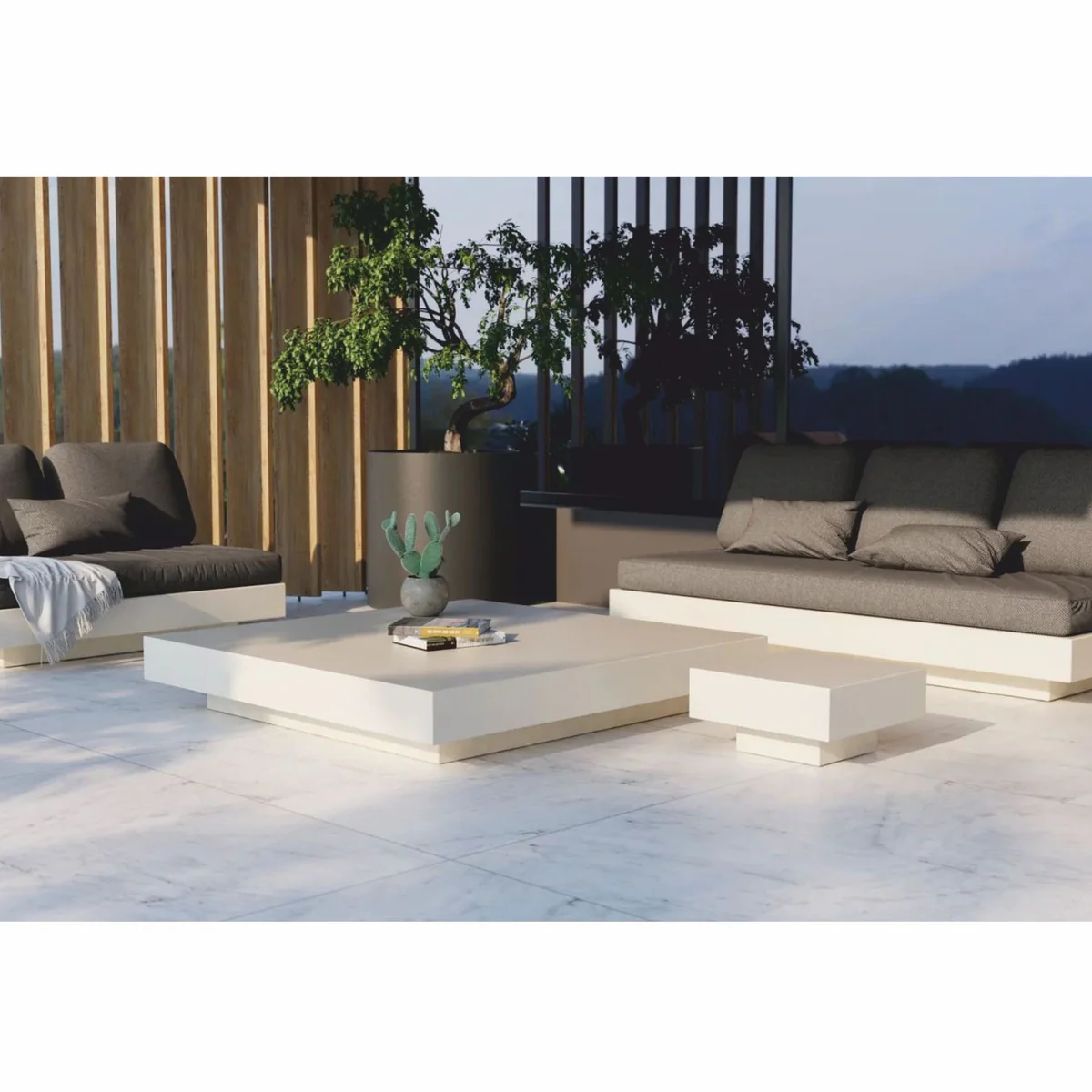 Casa Padrino mesa de centro de lujo de jard¨ªn blanco mate 150 cm - Muebles de hotel y jard¨ªn