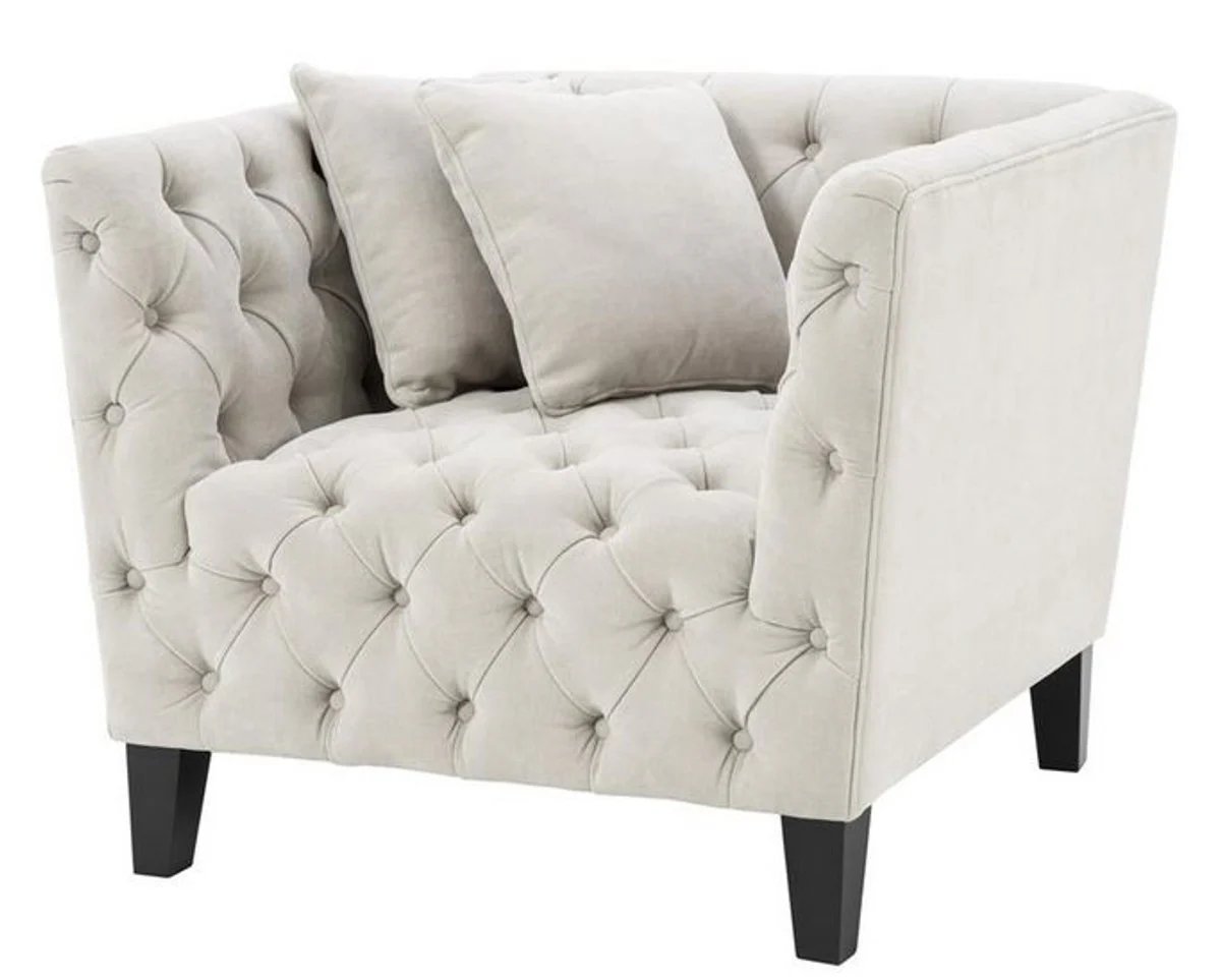 Casa Padrino sillón de lujo arena / negro 96 x 92 x H. 78 cm - Muebles Chesterfield