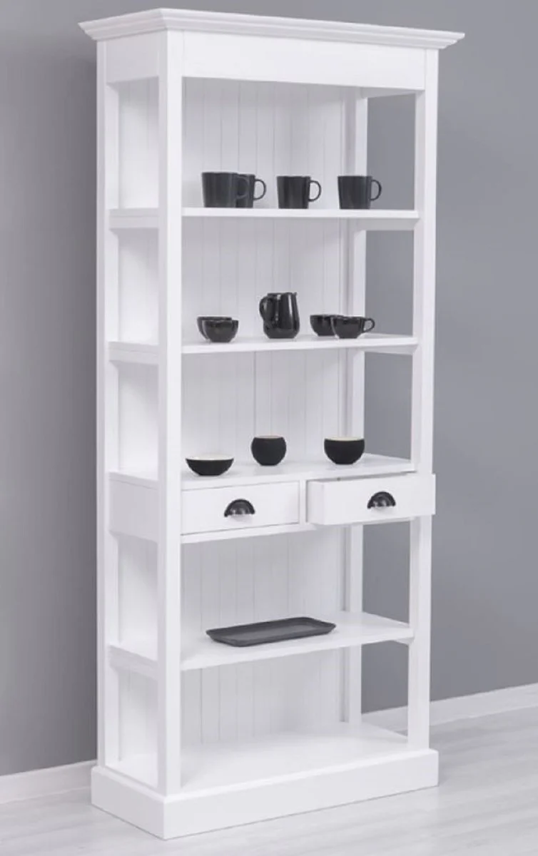 Casa Padrino armario de estilo campestre blanco 91 x 39 x A. 197 cm - Armario de comedor de estilo campestre - Muebles de madera maciza - Muebles de estilo campestre