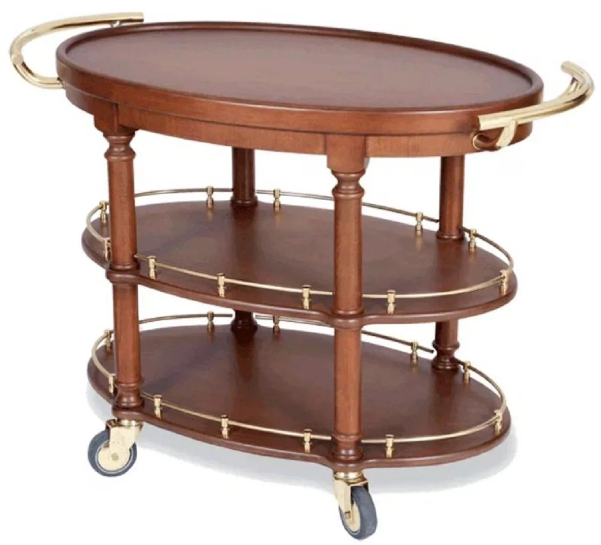 Casa Padrino carrito de servicio de madera maciza de lujo marr¨®n / lat¨®n 120 x 65 x A. 85 cm - Carrito gastron¨®mico restaurante hotel - Accesorios gastron¨®mico restaurante hotel - Muebles de lujo