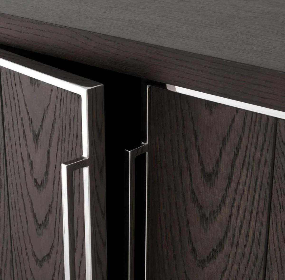 Casa Padrino aparador de lujo con 4 puertas marrón / plata 200 x 49,5 x H. 78 cm - Armario de Sala de Estar - Armario de Oficina - Cómoda - Calidad de Lujo